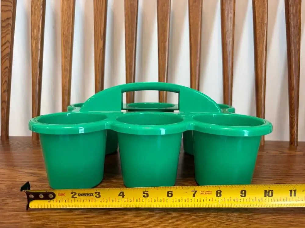 Green Plastic Six-Cup Caddy Beverage Carrier